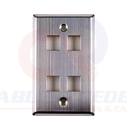 HTN-FPQUAD-SS Hellermanntyton Faceplate Cuadruplex Metalico